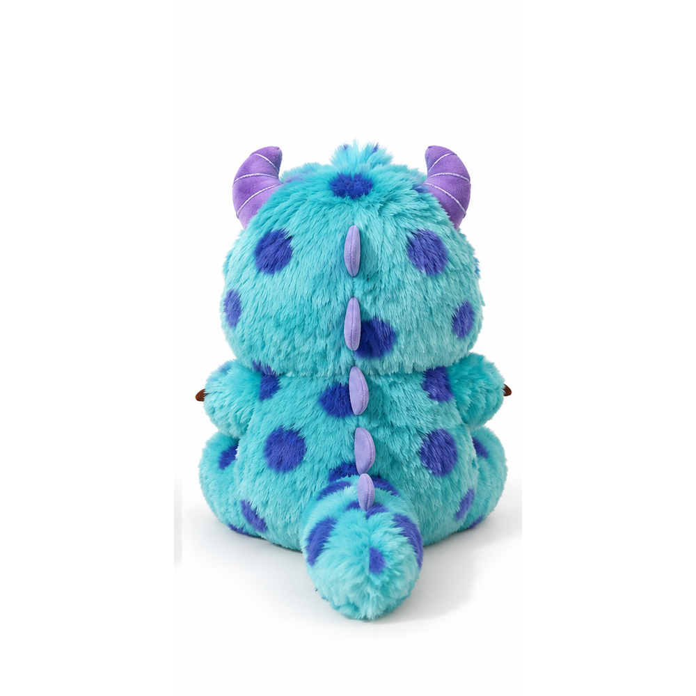 Peluche Monstruo Azul Turquesa con Cuernos Morados Suave y Tierno - Imagen 3